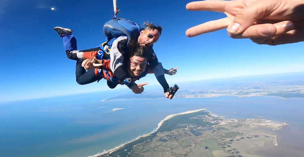 Saut en parachute en Gironde avec moniteur homme